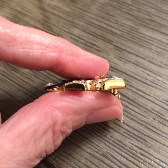 Vintage Black Enamel & Rhinestone Lucky Elephant Pin - Picture 8 of 13